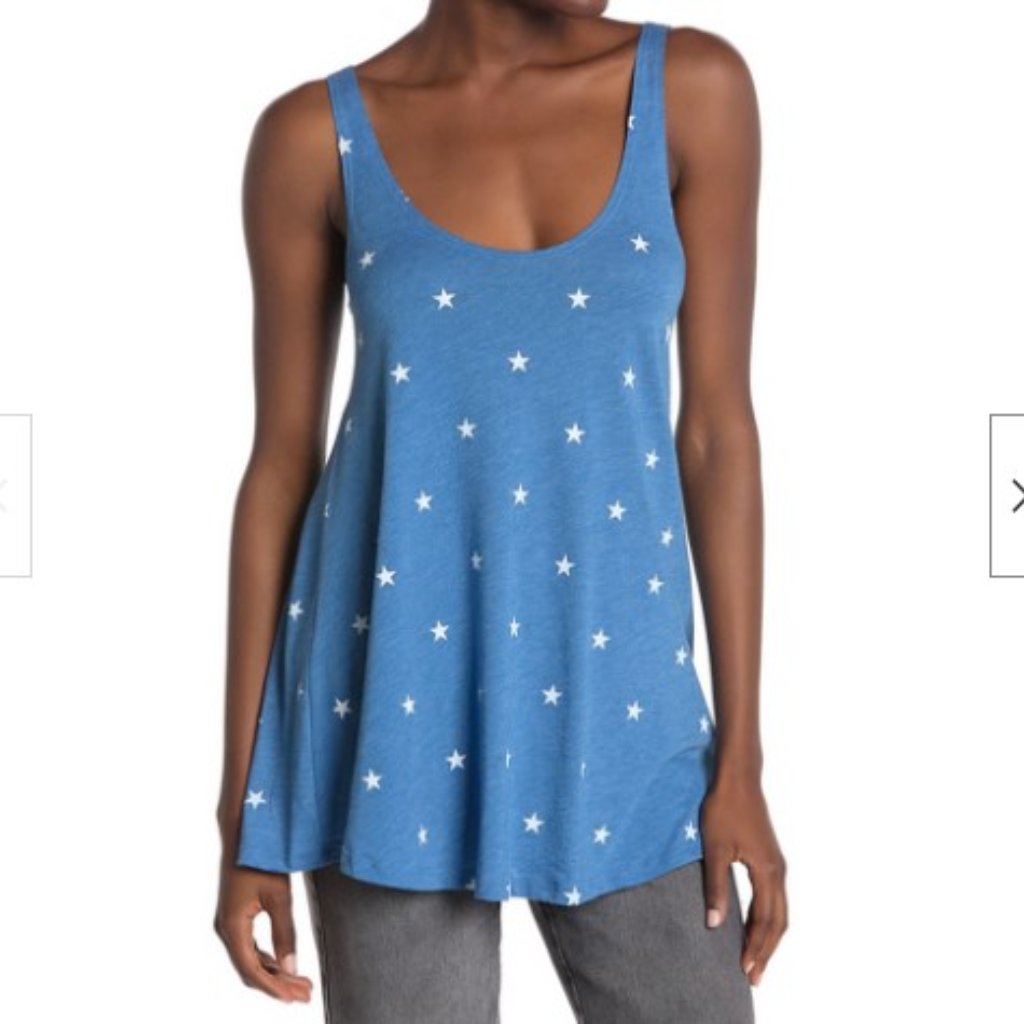 Wildfox Scoop Neck Star Print Tank Top